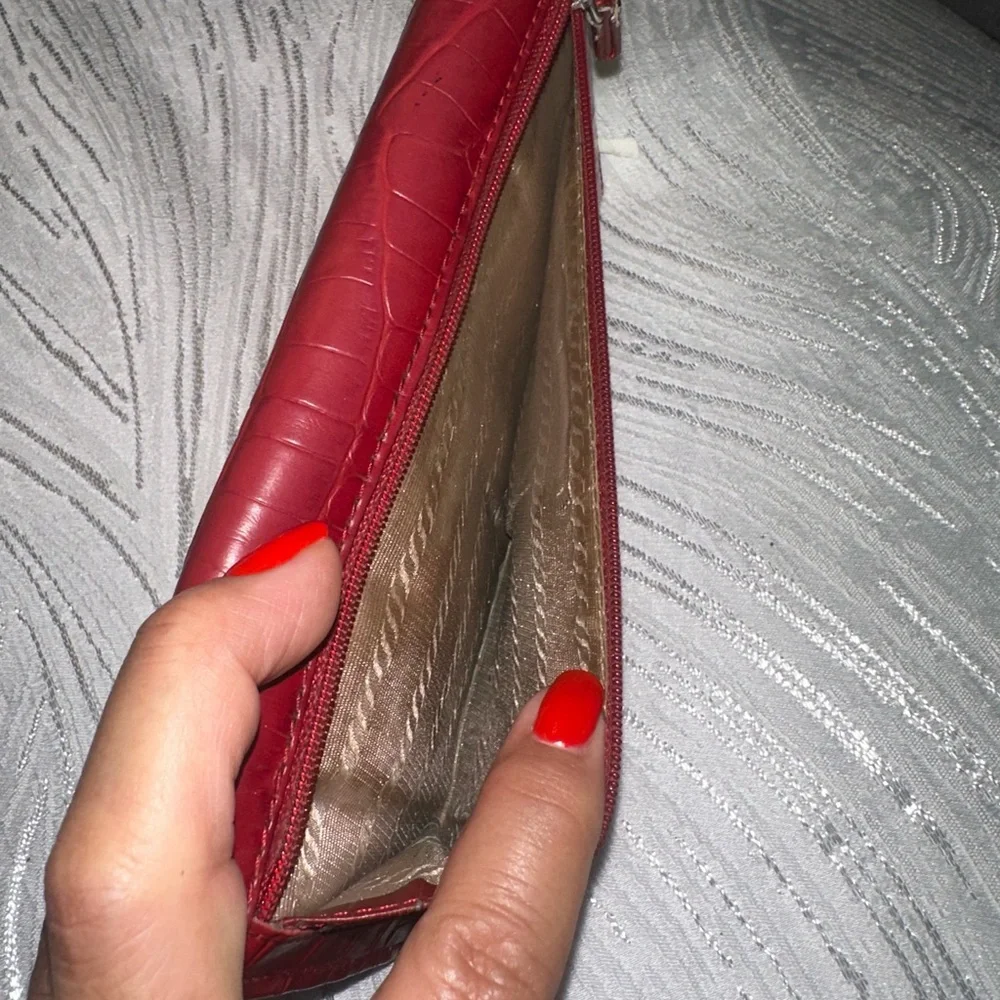 Prada Burgundy Crocodile-Embossed Leather Wallet - Picture 10 of 11